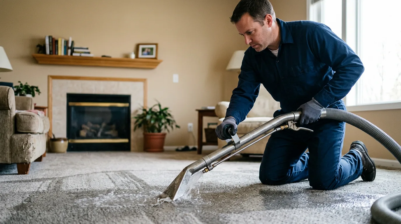 Water damage restoration technician working near Hamden, NY
